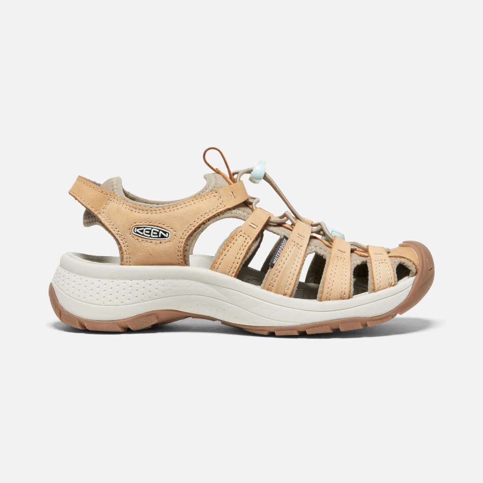 キーン レディース アストリア ウエスト レザー サンダル ドウ ブルー ガラス